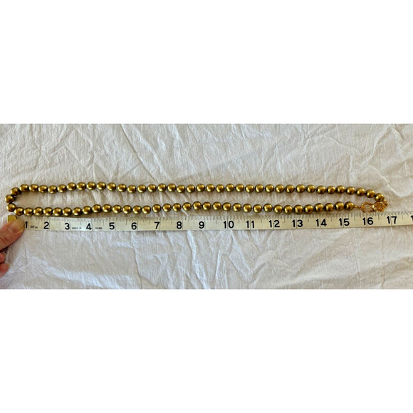 Vtg KJL Brushed Gold Faux Pearl Necklace Double or Single Strand - Picture 2 of 5